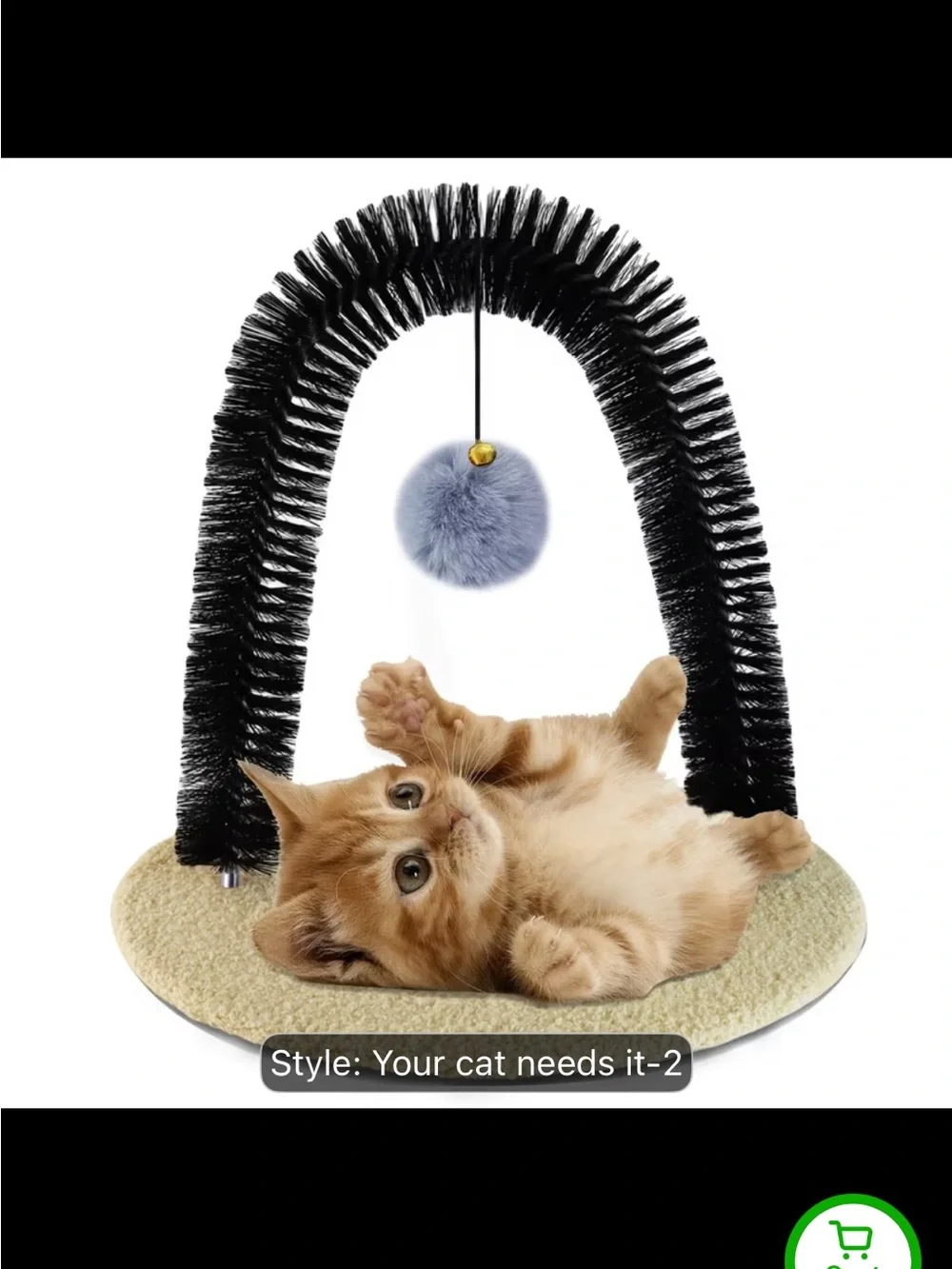 Cat Arch Scratching Toy with Plush Ball - Black Arch, Light Gray Ball